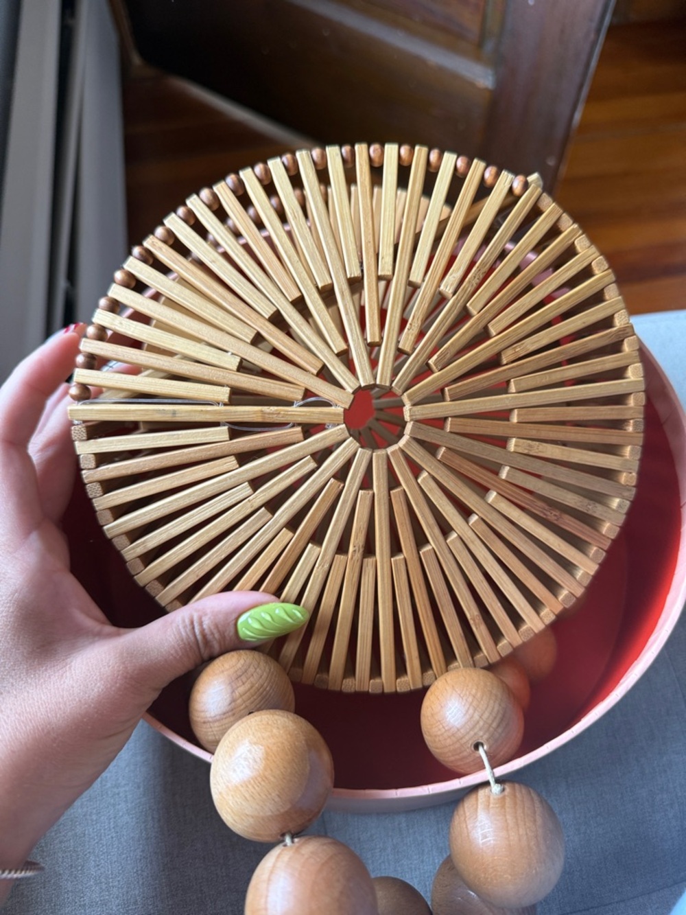 cult gaia Round Wooden Bead Shoulder Bag in Brown - Picture 12 of 14